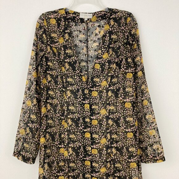 NWT Never Fully Dressed Sheer Floral Midi Tunic Shirt Dress Size M Button Front - Picture 3 of 10